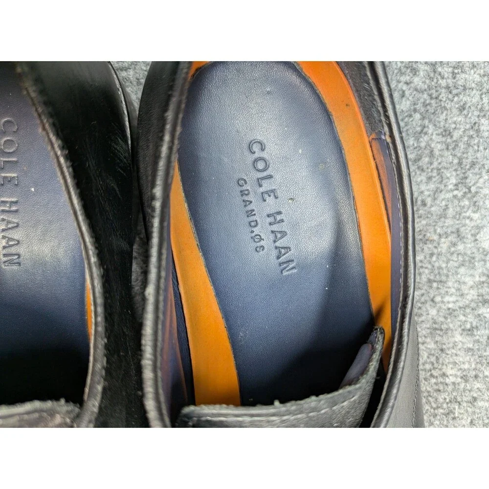 Cole Haan Men's 10.5M Black Cap Toe Oxford Dress Shoes Leather Lace Up Grand OS